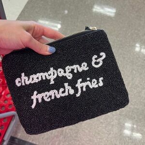 Kate spade champagne and French fries wristlet clutch